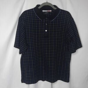 Grand Slam Golf Polo Mens Black Windowpane Pattern Large
